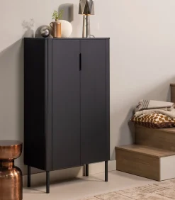 Gunnar 2-Deurs Kast - Grenen - Matzwart -135x85x39