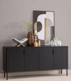 Gunnar Dressoir 200 cm - Grenen - Matzwart - 85x201x44