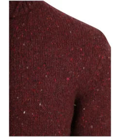 Half Zip Trui Donnegal Tweed Eco Wool Bordeaux