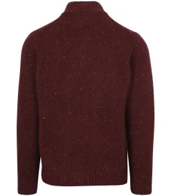 Half Zip Trui Donnegal Tweed Eco Wool Bordeaux