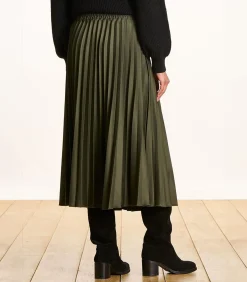 Halflange kaki plooirok van flanel