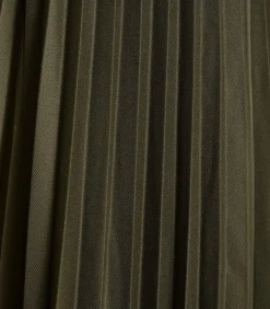 Halflange kaki plooirok van flanel