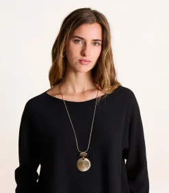 Halsketting met tweekleurig goud en bruin hars