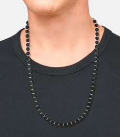 halsketting voor mannen, roestvrij staal, agaat