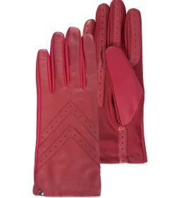 Handschoenen van tactiel leer en stof voor dames Rood