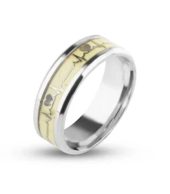 Hartslag Ring - Glow In The Dark - Staal