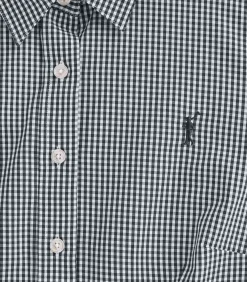 Hemd met marineblauwe vichy-ruitjes en Rigby Go-logo