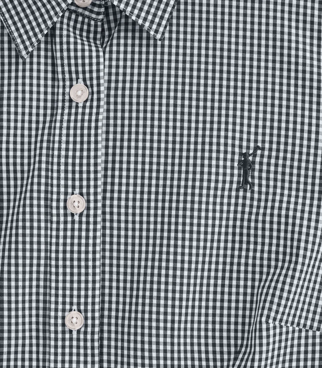 Hemd met marineblauwe vichy-ruitjes en Rigby Go-logo