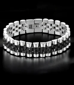 Heren Armband Jubilee - Zilver / Zwart Kleurig - Staal