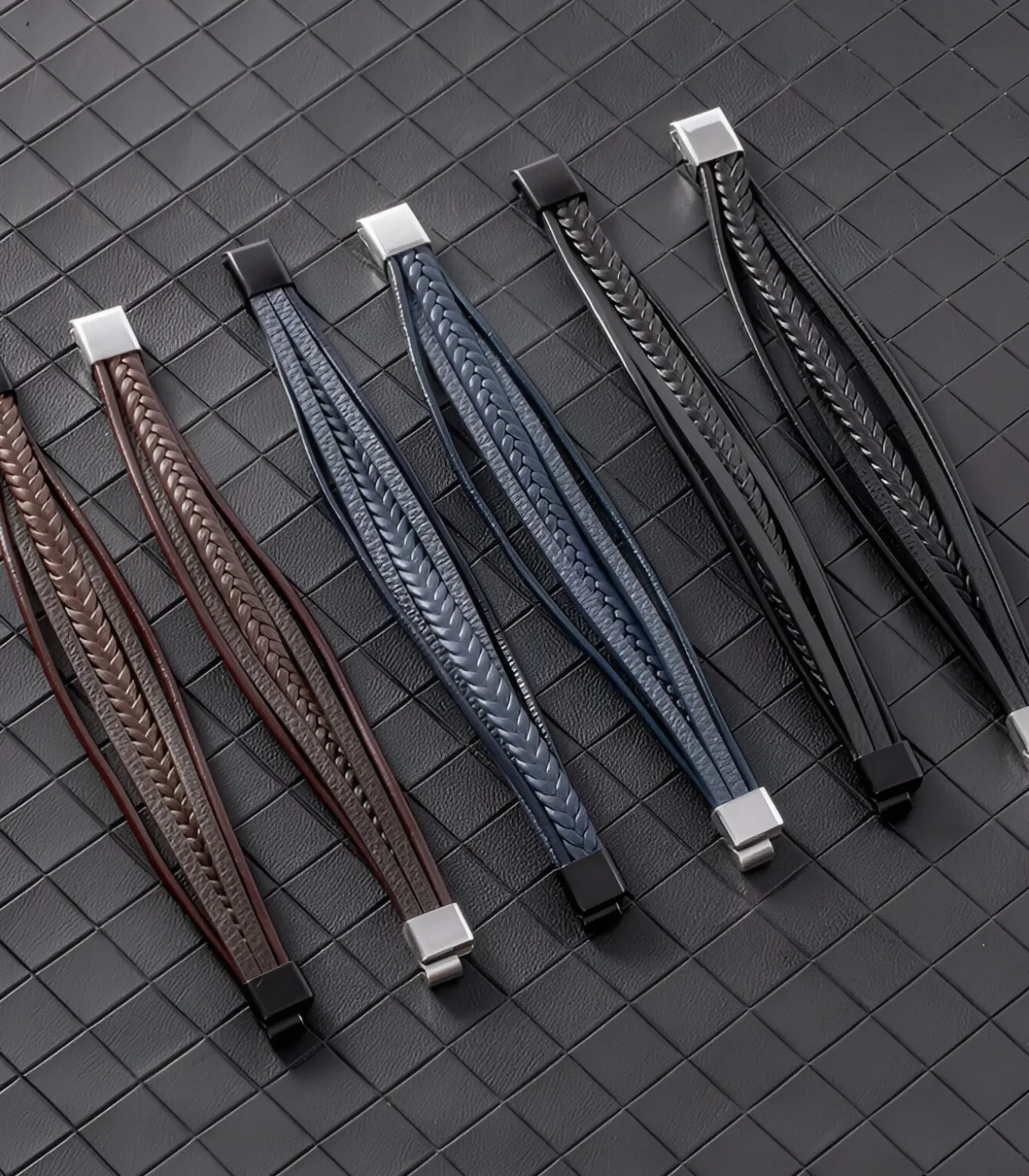 Heren Armband Leder - Blauw met Zwarte Sluiting