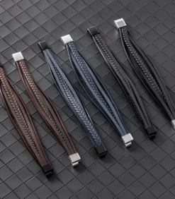 Heren Armband Leder - Zwart met Zwarte Sluiting