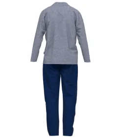 Heren Pyjama Geknoopt Blauw Print