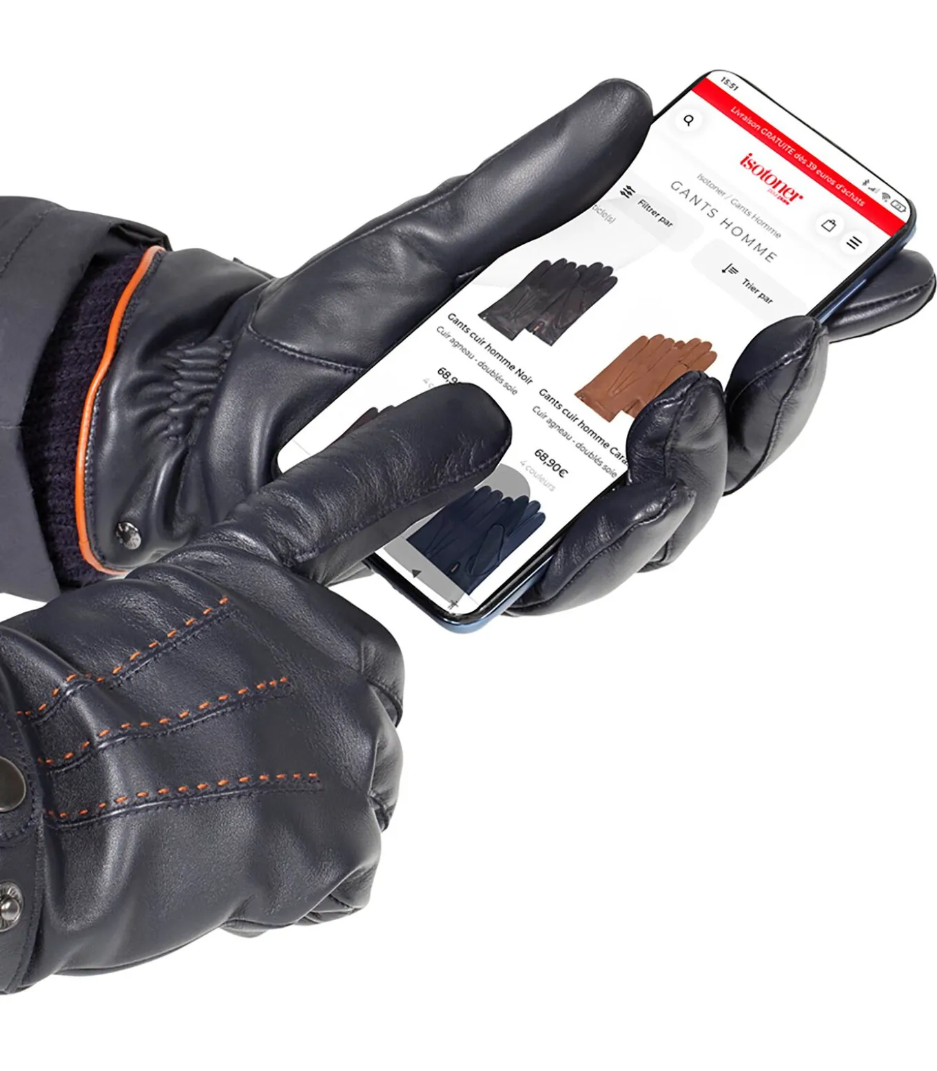 Herenhandschoenen in gerecycled fleece Zwart