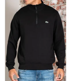 High neck zip up fleece sweatshirt - black