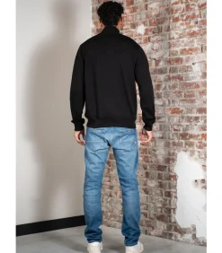 High neck zip up fleece sweatshirt - black