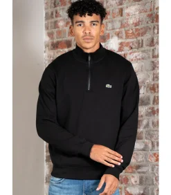High neck zip up fleece sweatshirt - black