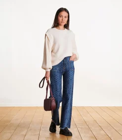 High waist printed flare jeans in biologisch katoen