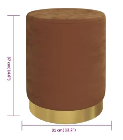 Hocker met opbergruimte rond fluweel 31 x 37 cm bruin