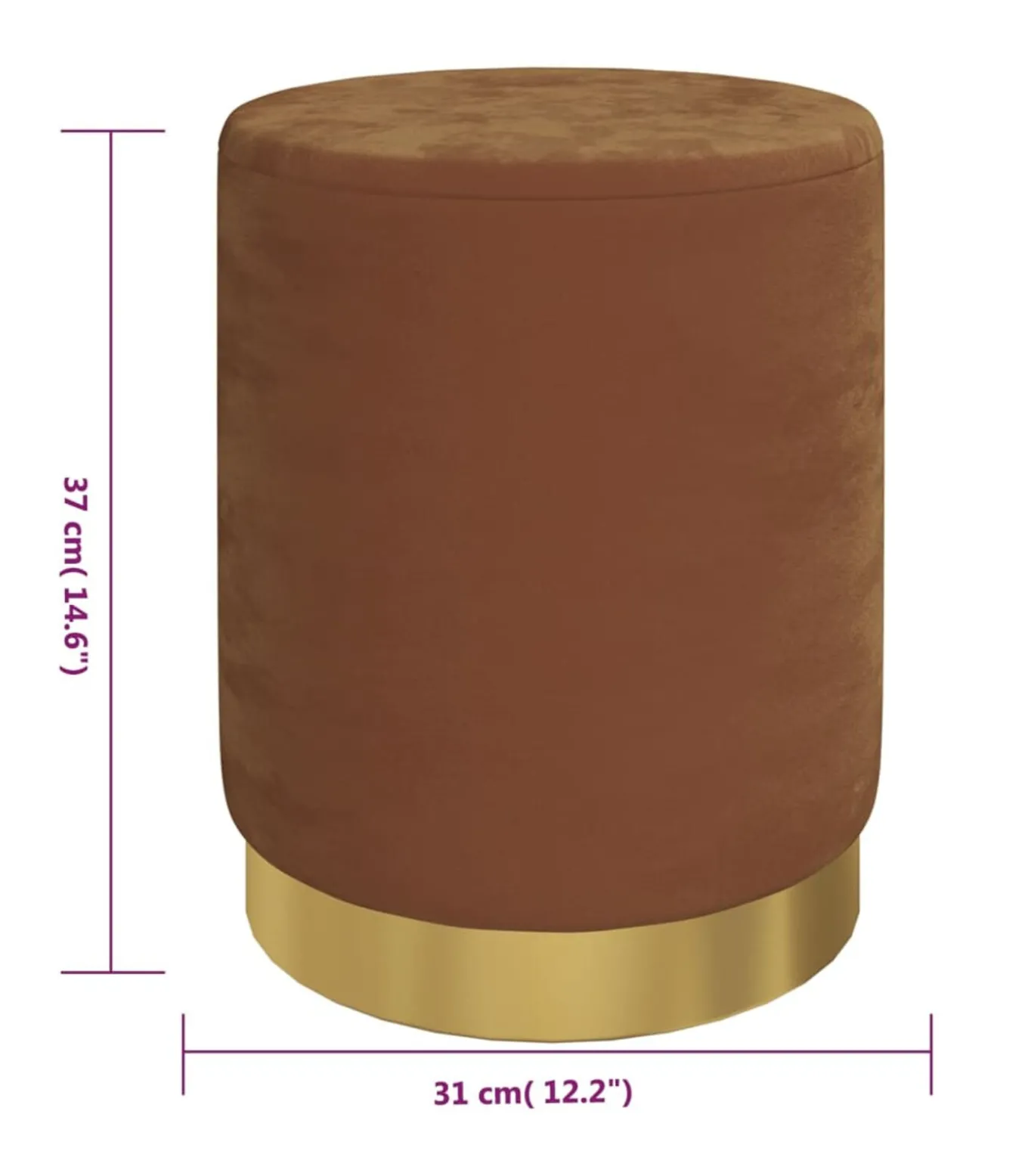 Hocker met opbergruimte rond fluweel 31 x 37 cm bruin