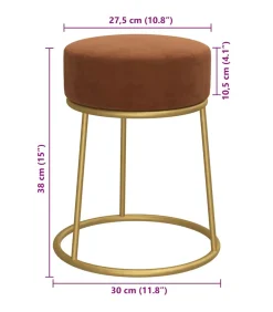 Hocker rond fluweel bruin