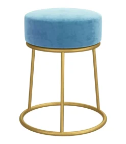 Hocker rond fluweel lichtblauw
