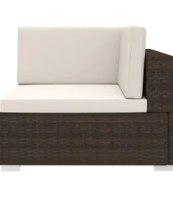 Hoekbank 1 st met kussens poly rattan bruin