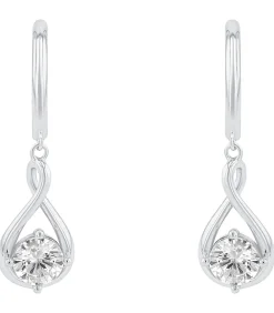 hoepel oorbellen voor dames, 925 Sterling zilver, zirkonia synth.