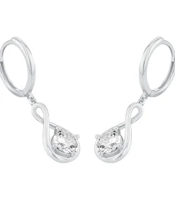 hoepel oorbellen voor dames, 925 Sterling zilver, zirkonia synth.