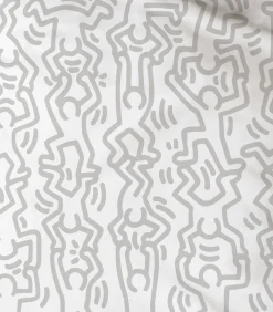 Hoeslaken, bedrukt 100% katoen, KEITH HARING RED LOVE