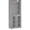 Hoge kast 69,5x34x180 cm bewerkt hout grijs sonoma eikenkleurig