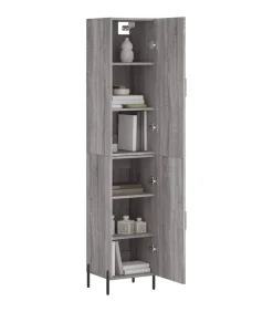 Hoge kast 34,5x34x180 cm bewerkt hout grijs sonoma eikenkleurig