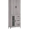 Hoge kast 69,5x34x180 cm bewerkt hout grijs sonoma eikenkleurig