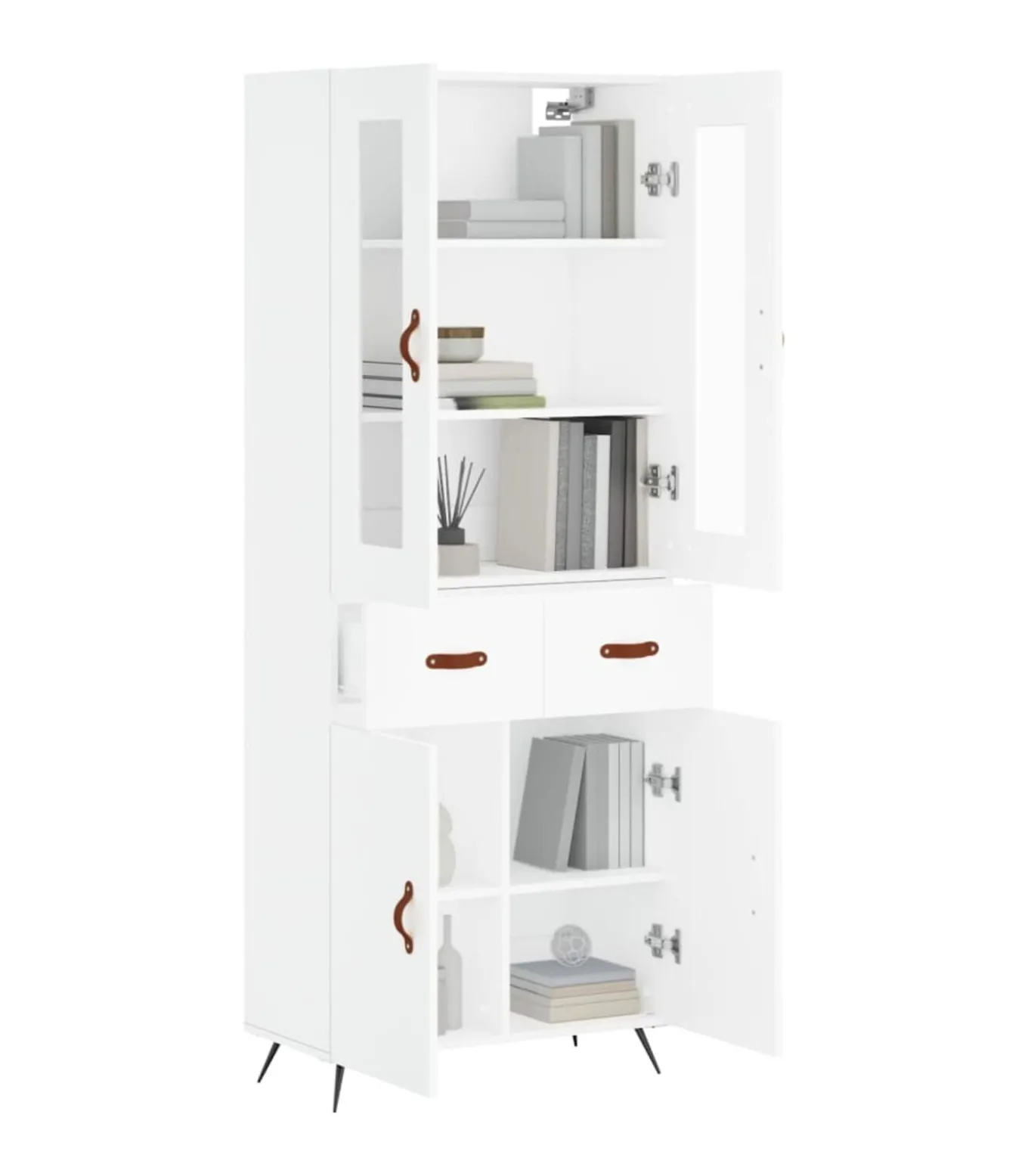 Hoge kast 69,5x34x180 cm bewerkt hout wit