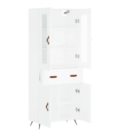 Hoge kast 69,5x34x180 cm bewerkt hout wit