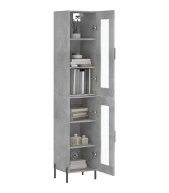 Hoge kast 34,5x34x180 cm bewerkt hout betongrijs