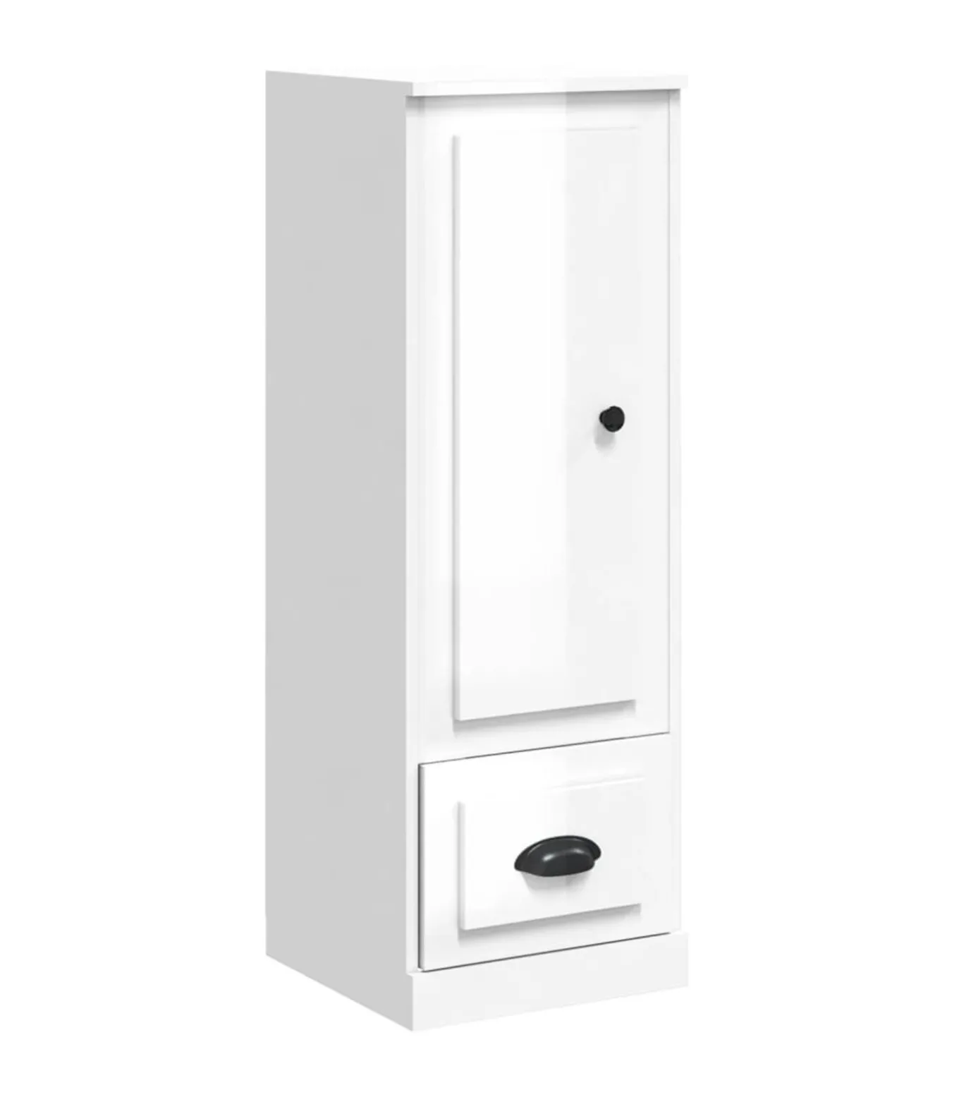 Hoge kast 36x35,5x103,5 cm bewerkt hout hoogglans wit