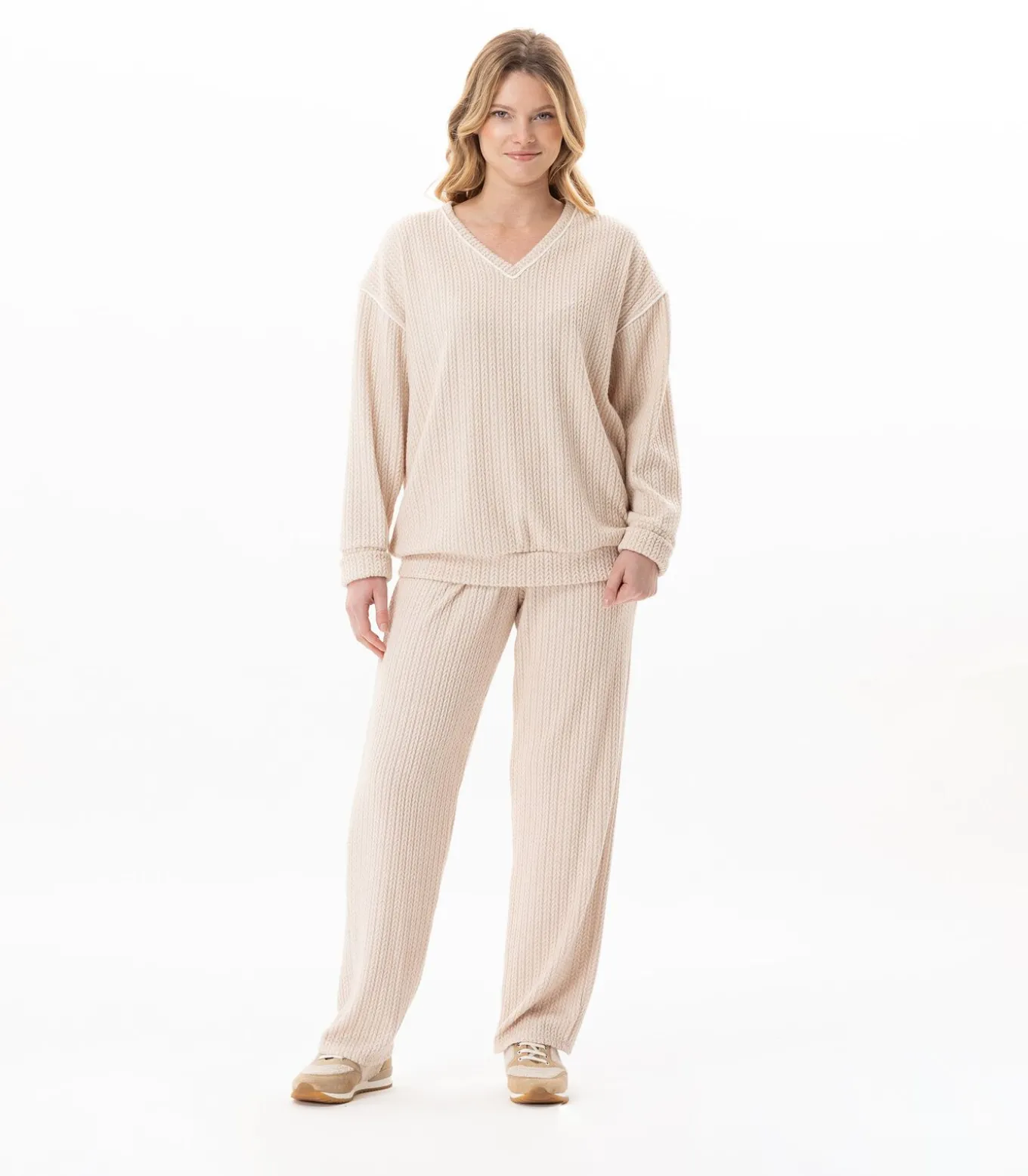 Homewear-set van gebreide stof SHETLAND 124