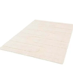 Hoogpolig vloerkleed met ecru geometrisch patroon 120 x 170 cm