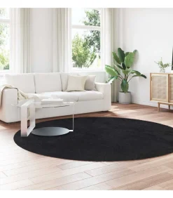 Hoogpolig vloerkleed NAVARRA 240x240 cm polyester zwart