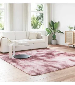 Hoogpolig vloerkleed NAVARRA 240x240 cm polyester stoffig roze