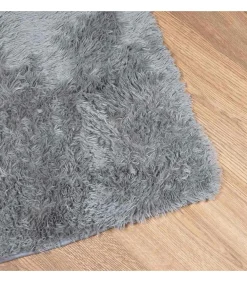 Hoogpolig vloerkleed NAVARRA 130x200 cm polyester lichtgrijs