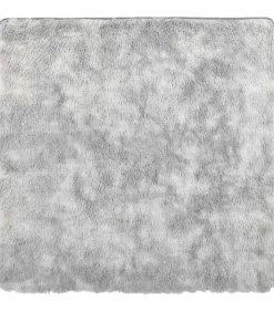 Hoogpolig vloerkleed NAVARRA 200x200 cm polyester zilvergrijs