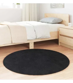 Hoogpolig vloerkleed NAVARRA 100x100 cm polyester zwart