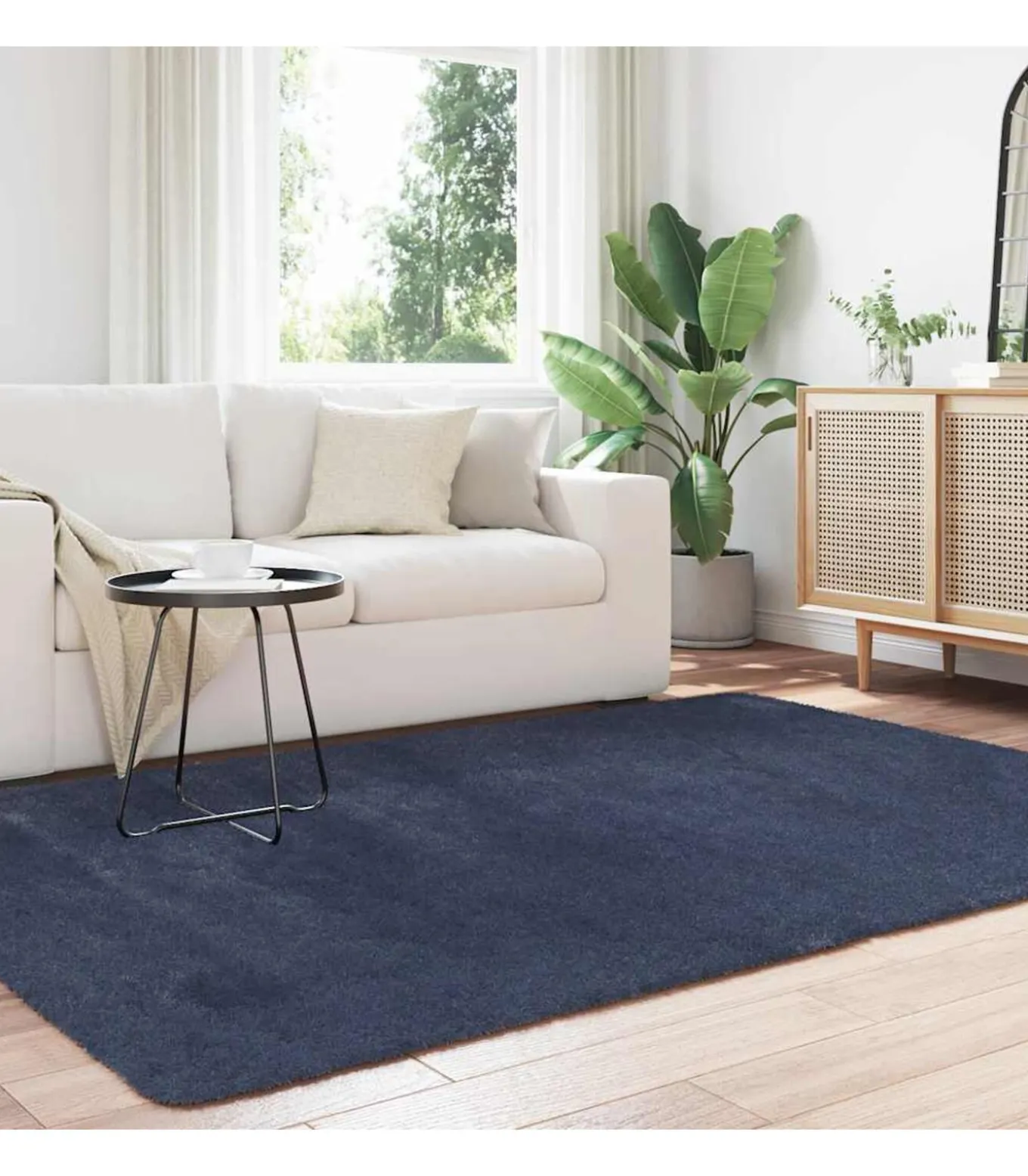 Hoogpolig vloerkleed NAVARRA 160x230 cm polyester marineblauw