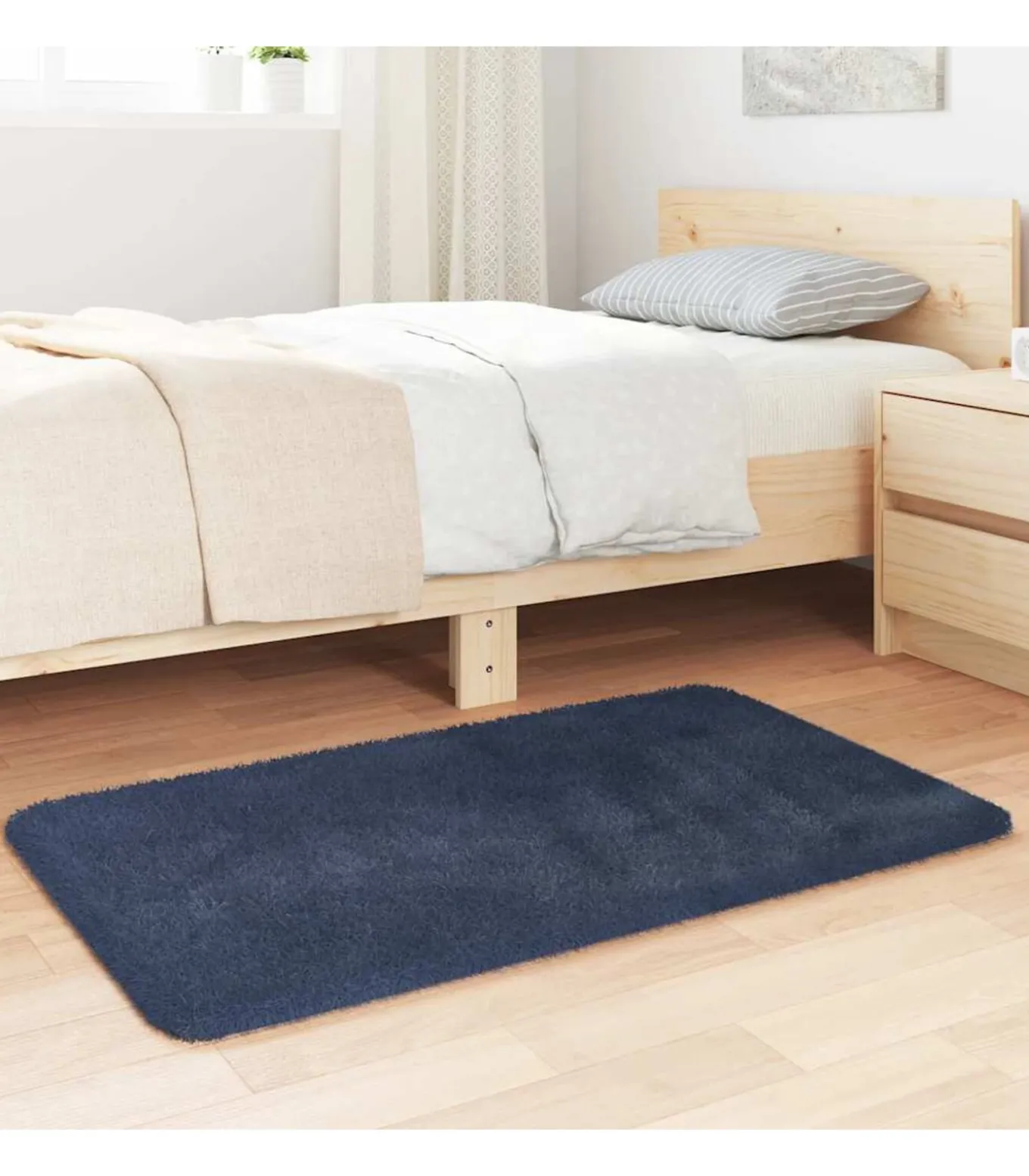 Hoogpolig vloerkleed NAVARRA 60x100 cm polyester marineblauw