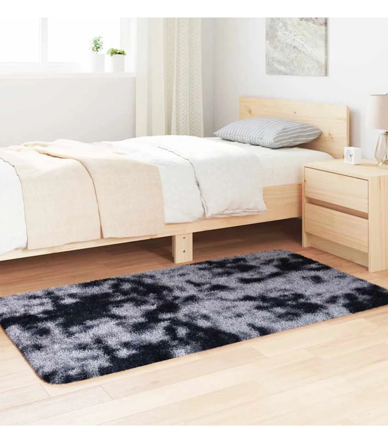 Hoogpolig vloerkleed NAVARRA 80x150 cm polyester donkergrijs