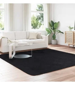 Hoogpolig vloerkleed NAVARRA 240x240 cm polyester zwart