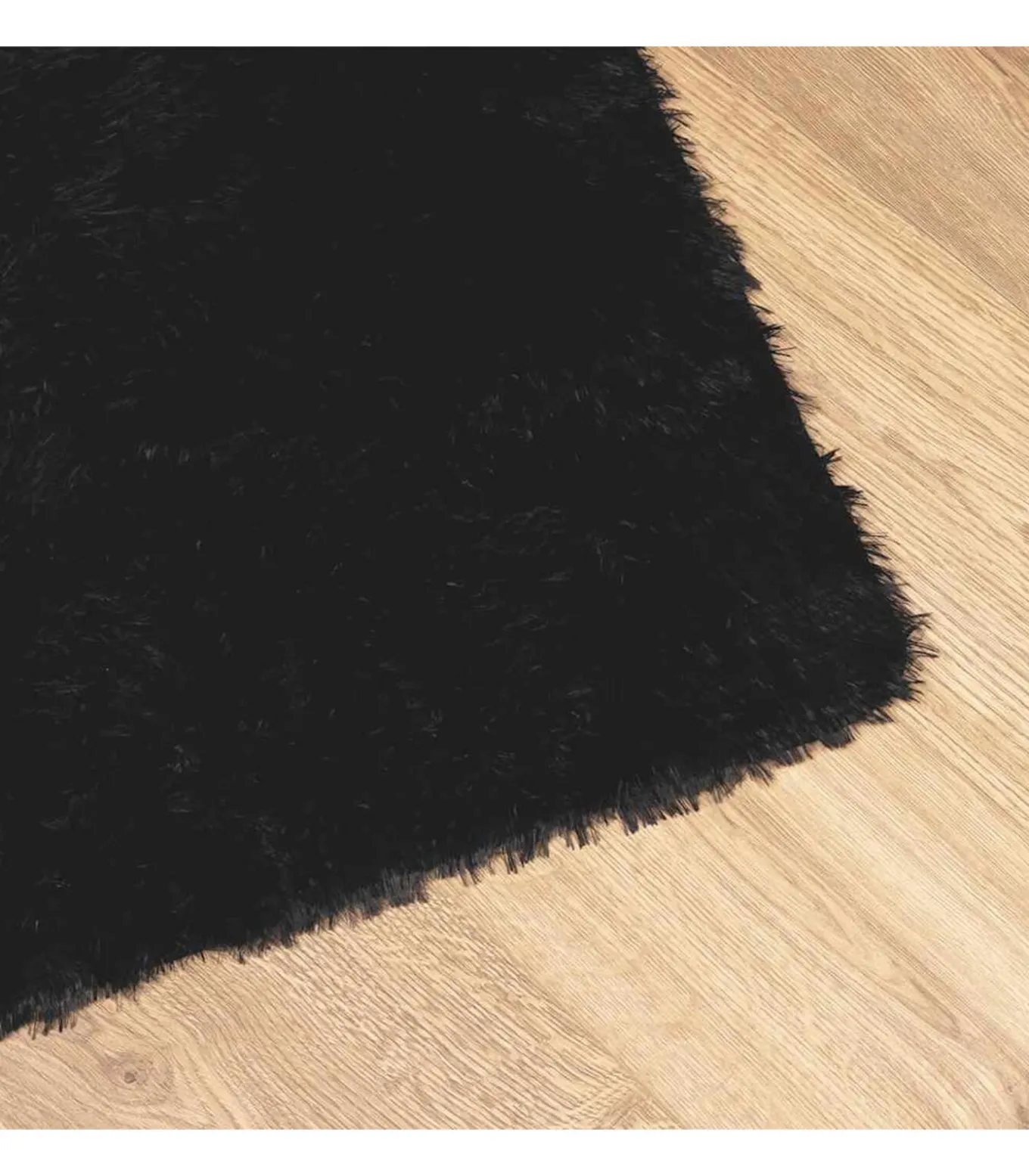 Hoogpolig vloerkleed NAVARRA 240x240 cm polyester zwart