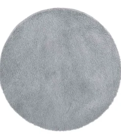 Hoogpolig vloerkleed NAVARRA 100x100 cm polyester lichtgrijs