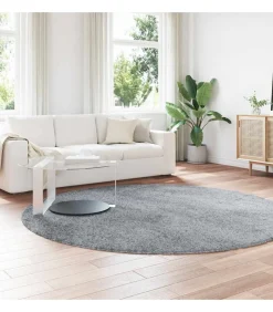 Hoogpolig vloerkleed NAVARRA 240x240 cm polyester lichtgrijs